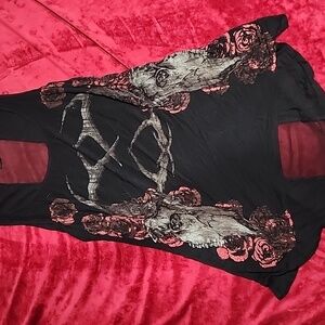 Long shirt hottopic mini dress fishnet